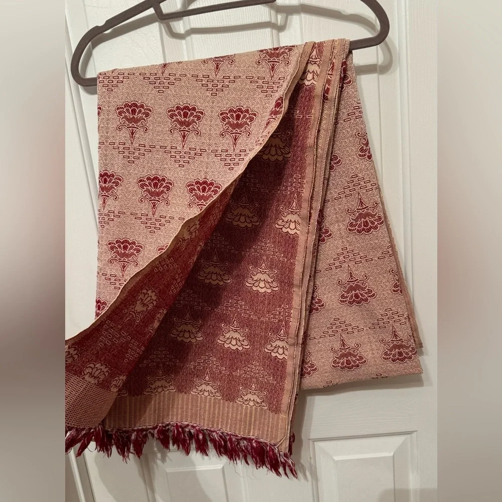 51” x84” Burgundy/ Red /,White Throw, Custom Blanket